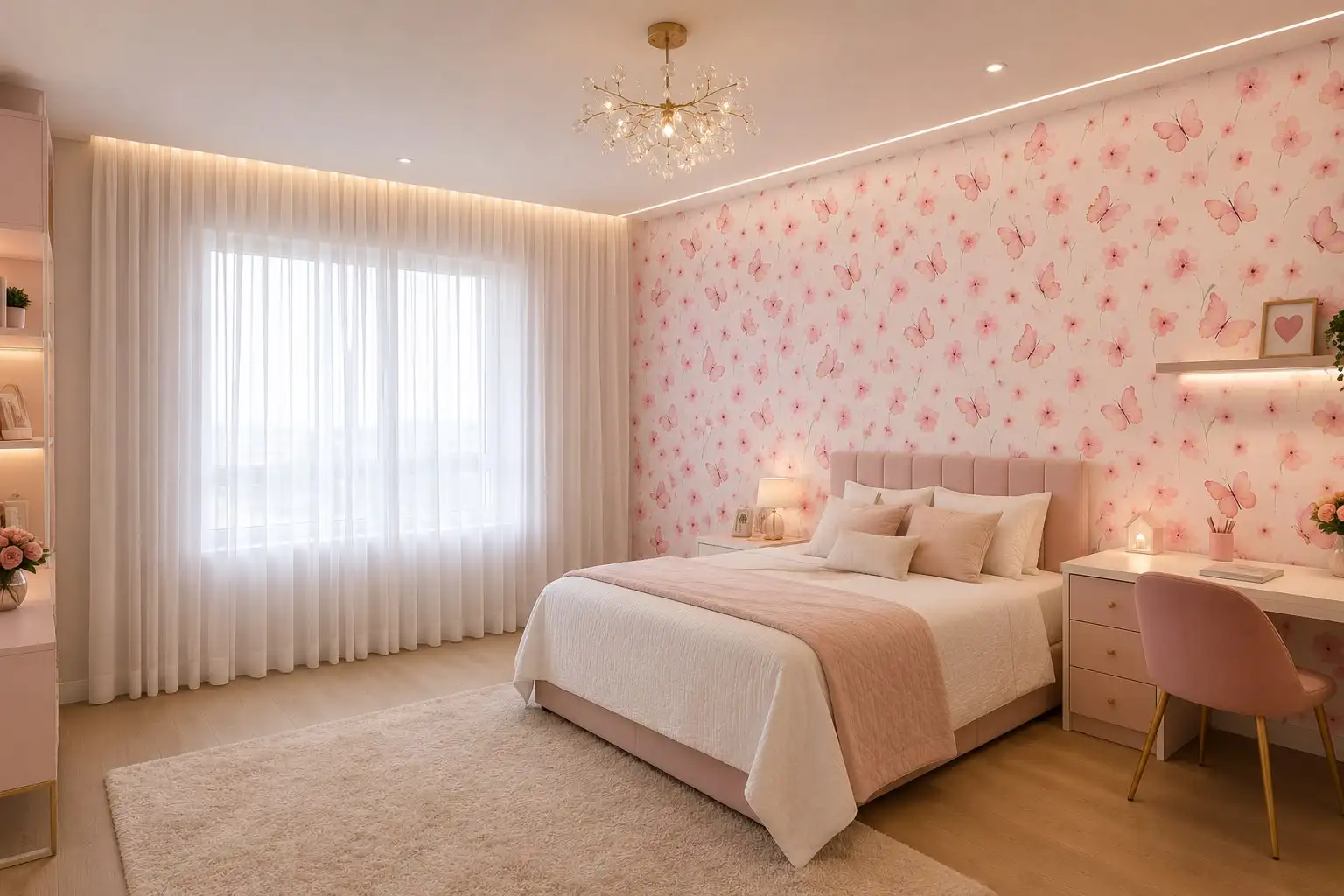 Papel de parade Vinilico Borboleta Pink  0,50 x 3,00