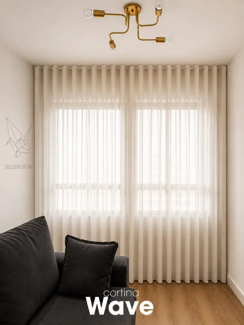 Cortina Wave Gaze de linho Sob Medida Bege