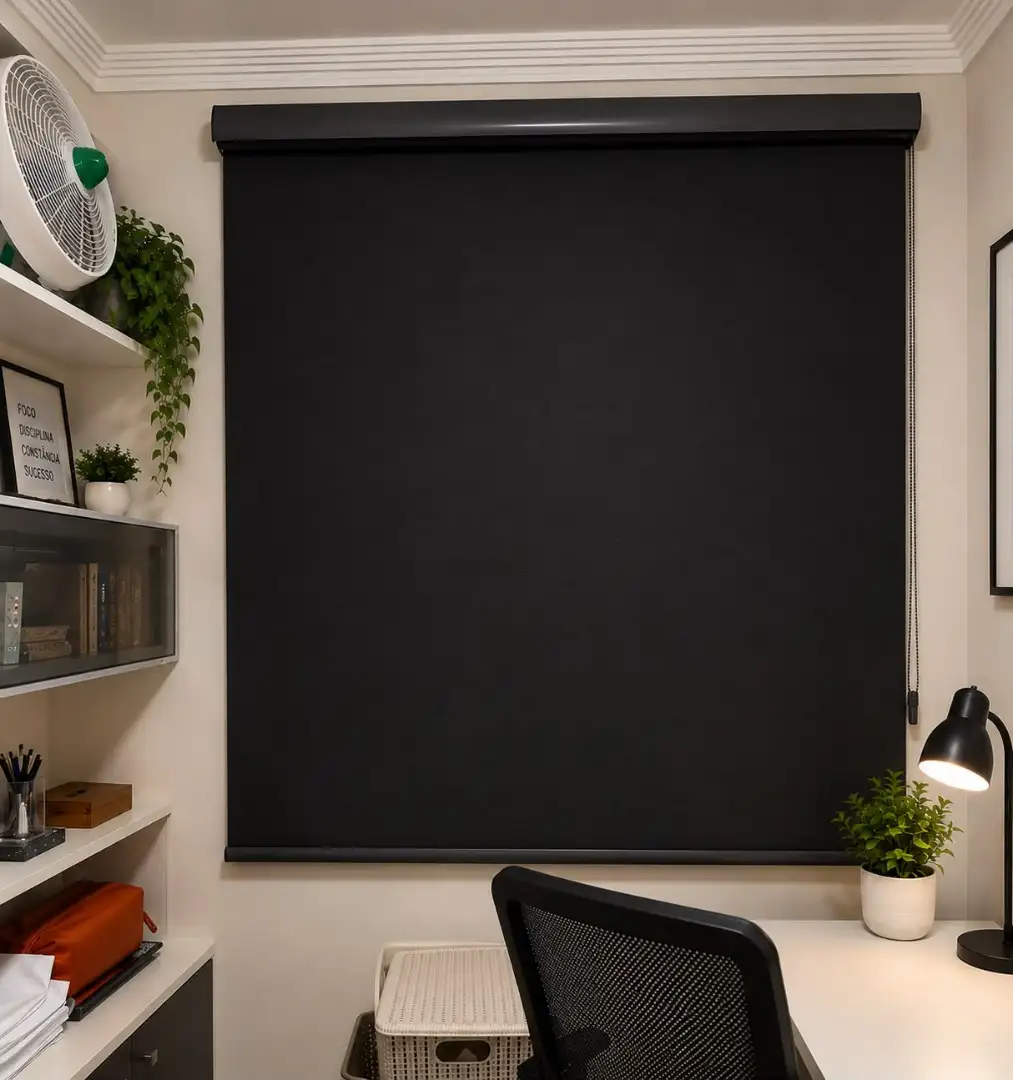 Persiana Rolo Blackout decorado Branca