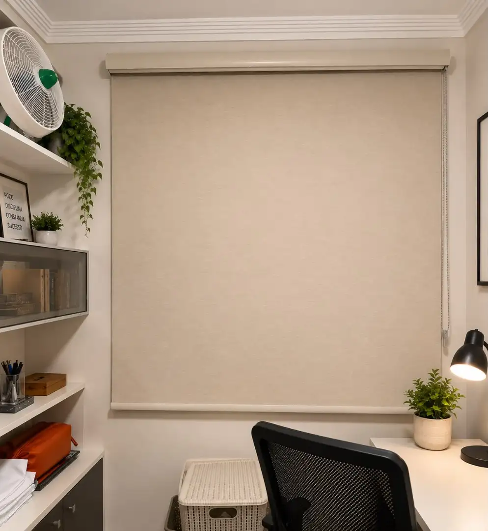 Persiana Rolo Blackout decorado cinza