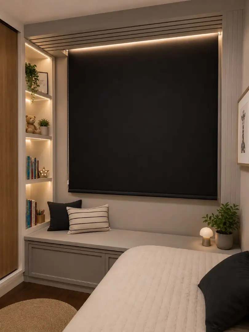 Persiana Rolo Blackout Pinpoint Preto